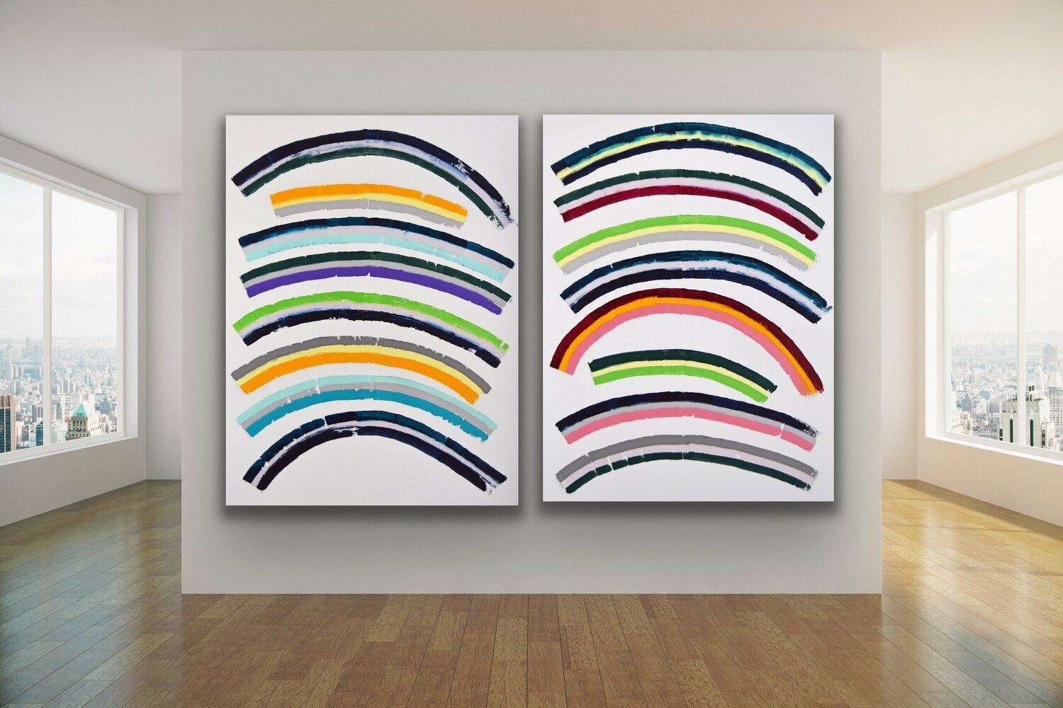 Roomy colors! diptych (2 pieces, each 90x120cm) Astrid Stoeppel Originalgemälde zu verkaufen