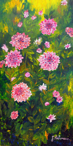 Bouquet de dalhias by Gyslaine Pachet Micheneau, 絵画 for Sale on Singulart
