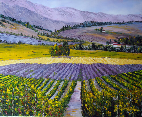 Vignoble du Vaucluse Huile au couteau di Gyslaine Pachet Micheneau, Pittura in vendita su Singulart