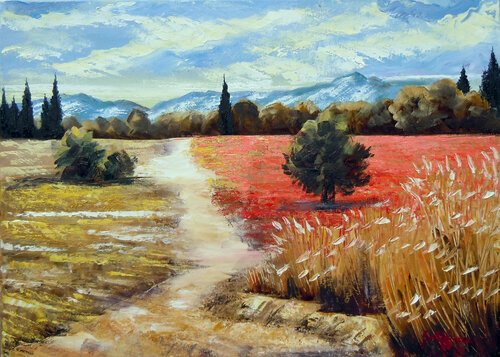 Terre brûlée- Huile au couteau von Gyslaine Pachet Micheneau, Malerei kaufen auf Singulart