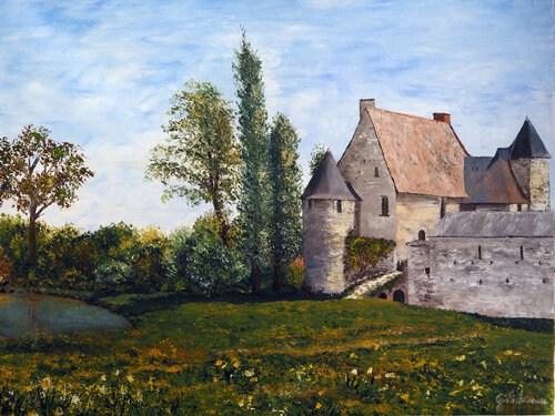 Le Louroux Huile au couteau di Gyslaine Pachet Micheneau, Pittura in vendita su Singulart