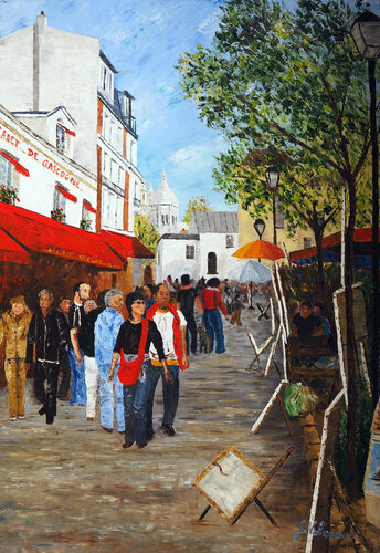 Place du tertre- Huile au couteau by Gyslaine Pachet Micheneau, Painting for Sale on Singulart