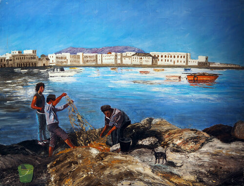 Pêcheurs- Huile sur toile von Gyslaine Pachet Micheneau, Malerei kaufen auf Singulart