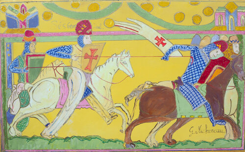 Tapisserie revisitée-  Huile sur toile Gyslaine Pachet Micheneau