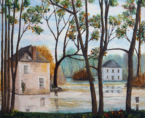 Moulin des Fleuriaux Huile au couteau von Gyslaine Pachet Micheneau, Malerei kaufen auf Singulart
