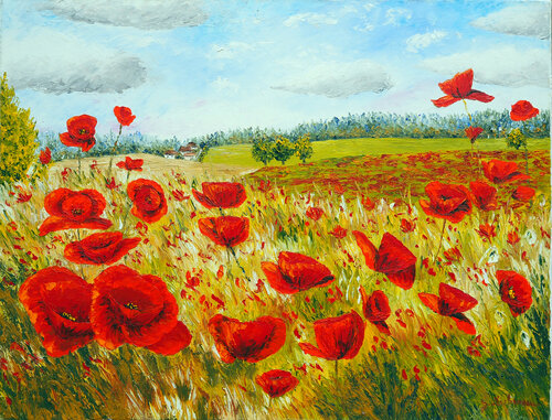 Fleurs d'été - Peinture au couteau de Gyslaine Pachet Micheneau, Pintura a la venta en Singulart