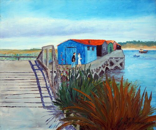 Le pont Huile sur toile de Gyslaine Pachet Micheneau, Pintura a la venta en Singulart