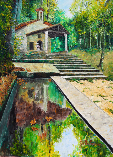 Petite chapelle di Gyslaine Pachet Micheneau, Pittura in vendita su Singulart