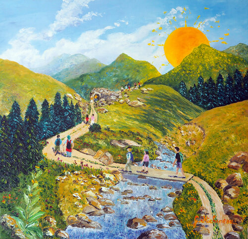 Montée vers "l'au -delà"-Huile au couteau von Gyslaine Pachet Micheneau, Malerei kaufen auf Singulart