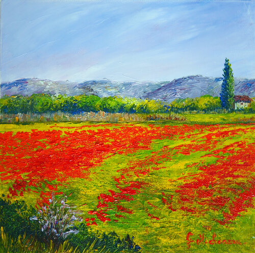 Dominante rouge- Huile sur toile Gyslaine Pachet Micheneau