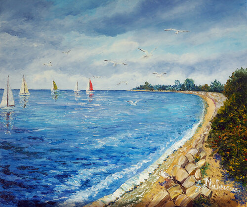 Libre comme l'air- Huile sur toile von Gyslaine Pachet Micheneau, Malerei kaufen auf Singulart