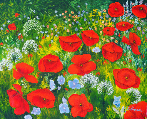 Paysage campagnard- huile au couteau van Gyslaine Pachet Micheneau, Schilderij te koop op Singulart
