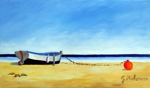 Barques rouge-huile au couteau von Gyslaine Pachet Micheneau, Malerei kaufen auf Singulart