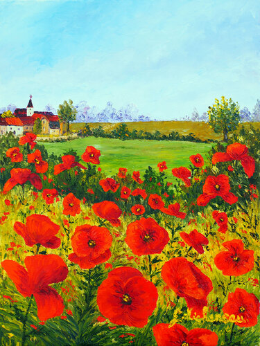 Envol de papillons rouges par Gyslaine Pachet Micheneau, Peinture en vente sur Singulart