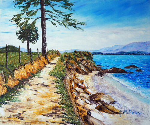 Le littoral Corse- Huile sur toile van Gyslaine Pachet Micheneau, Schilderij te koop op Singulart