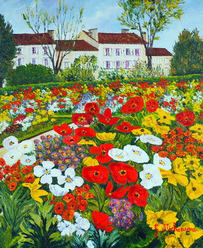 Au jardin public- Huile au couteau von Gyslaine Pachet Micheneau, Malerei kaufen auf Singulart