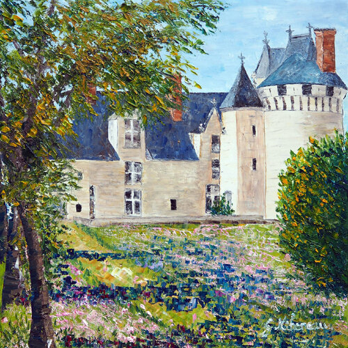 Un jour à Dissay- Huile au couteau by Gyslaine Pachet Micheneau, Painting for Sale on Singulart