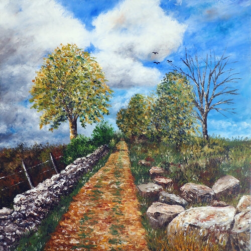 Carré de campagne- Huile au couteau van Gyslaine Pachet Micheneau, Schilderij te koop op Singulart