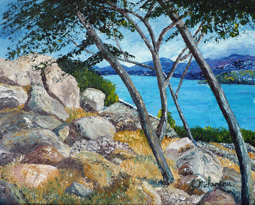 Paysage de Crête van Gyslaine Pachet Micheneau, Schilderij te koop op Singulart