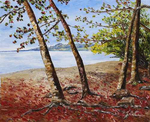 Plage de l'Anse Turin- Martinique van Gyslaine Pachet Micheneau, Schilderij te koop op Singulart