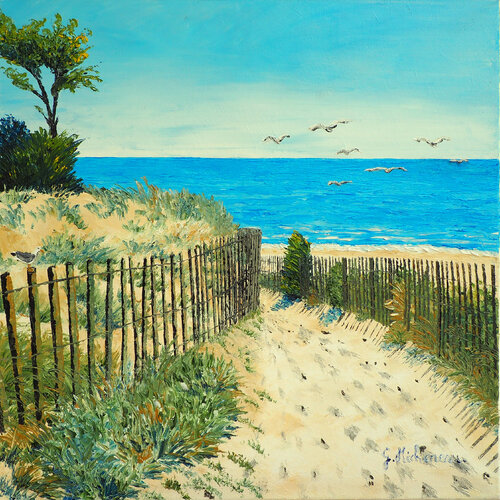 Les mouettes- Huile au couteau by Gyslaine Pachet Micheneau, Painting for Sale on Singulart