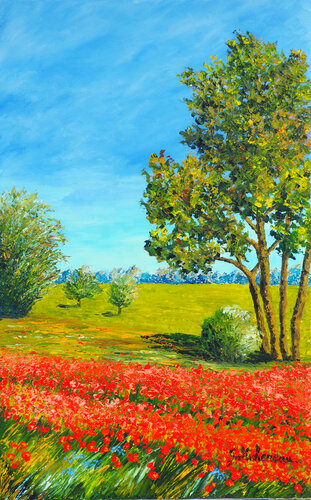 Retour d'été - Peinture au couteau di Gyslaine Pachet Micheneau, Pittura in vendita su Singulart