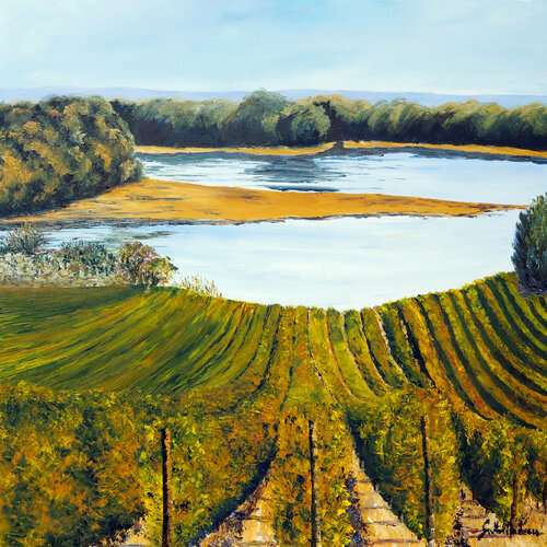 Vignes du Saumurois Huile au couteau par Gyslaine Pachet Micheneau, Peinture en vente sur Singulart