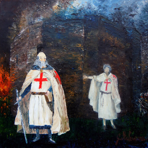 Jacques de Molay- Huile au couteau Gyslaine Pachet Micheneau