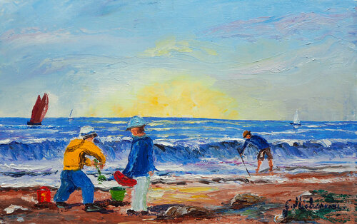 Bord de plage di Gyslaine Pachet Micheneau, Pittura in vendita su Singulart