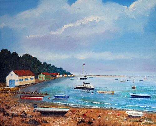 Charente Maritime- Huile au couteau van Gyslaine Pachet Micheneau, Schilderij te koop op Singulart