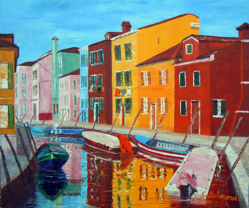 Canal de Burano di Gyslaine Pachet Micheneau, Pittura in vendita su Singulart