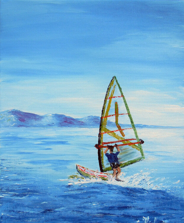 Planche à voile-Huile au couteau Gyslaine Pachet Micheneau
