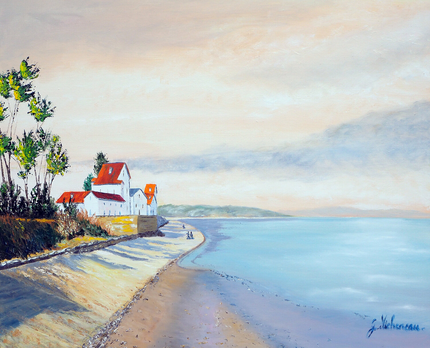 Ronce les bains- Huile au couteau Gyslaine Pachet Micheneau Originalgemälde zu verkaufen