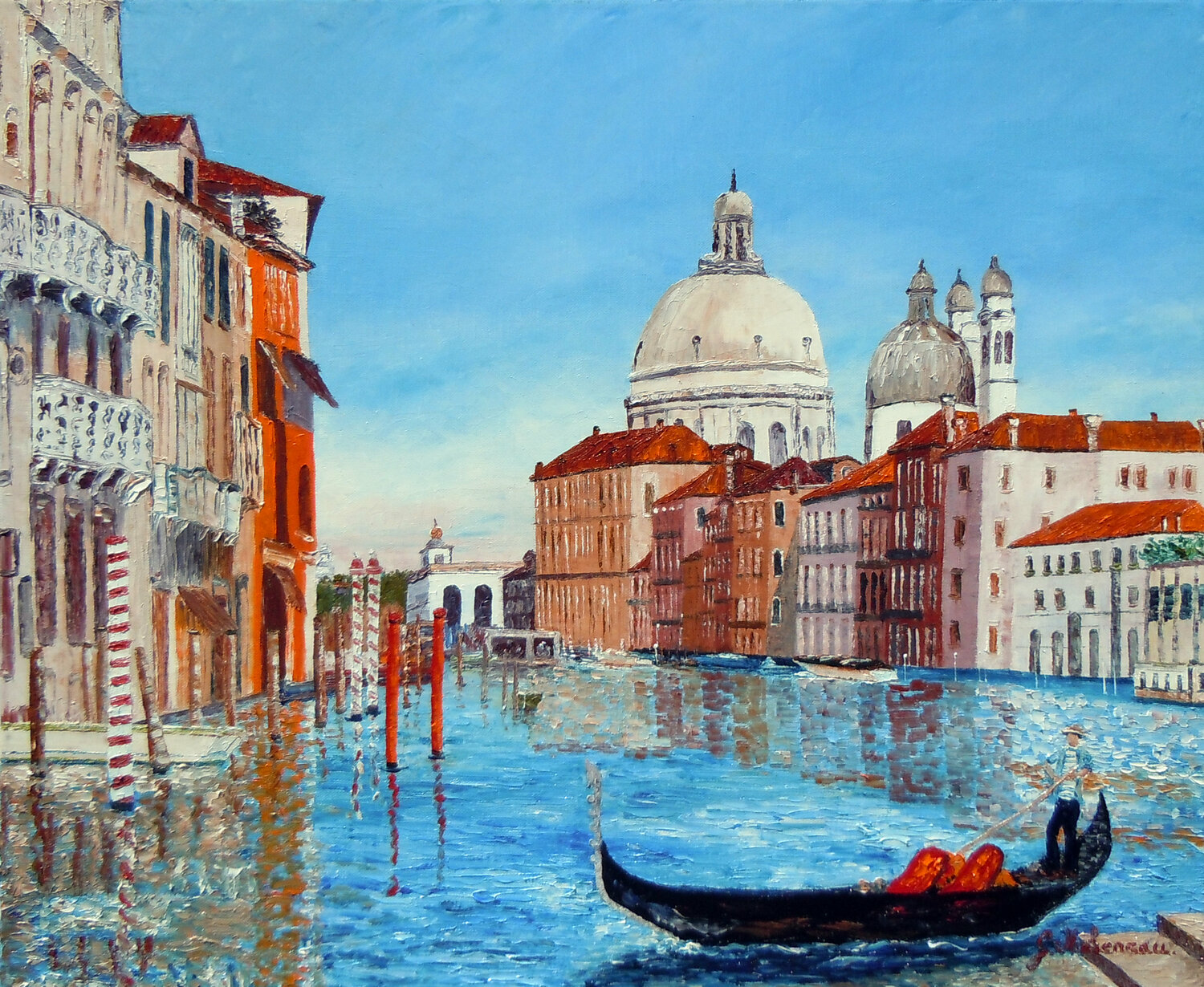 Gondole - Huile sur toile Gyslaine Pachet Micheneau Originalgemälde zu verkaufen