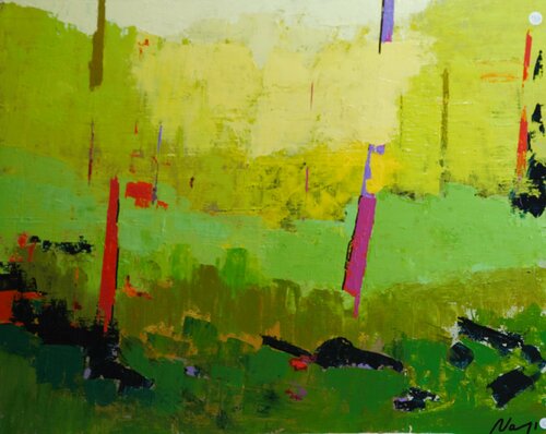 Symphonie de verts. di Naji Zeghdoudi, Pittura in vendita su Singulart