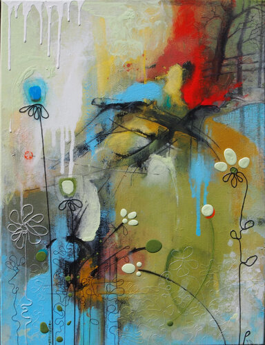 Floral Blue van X Harkrader, Schilderij te koop op Singulart