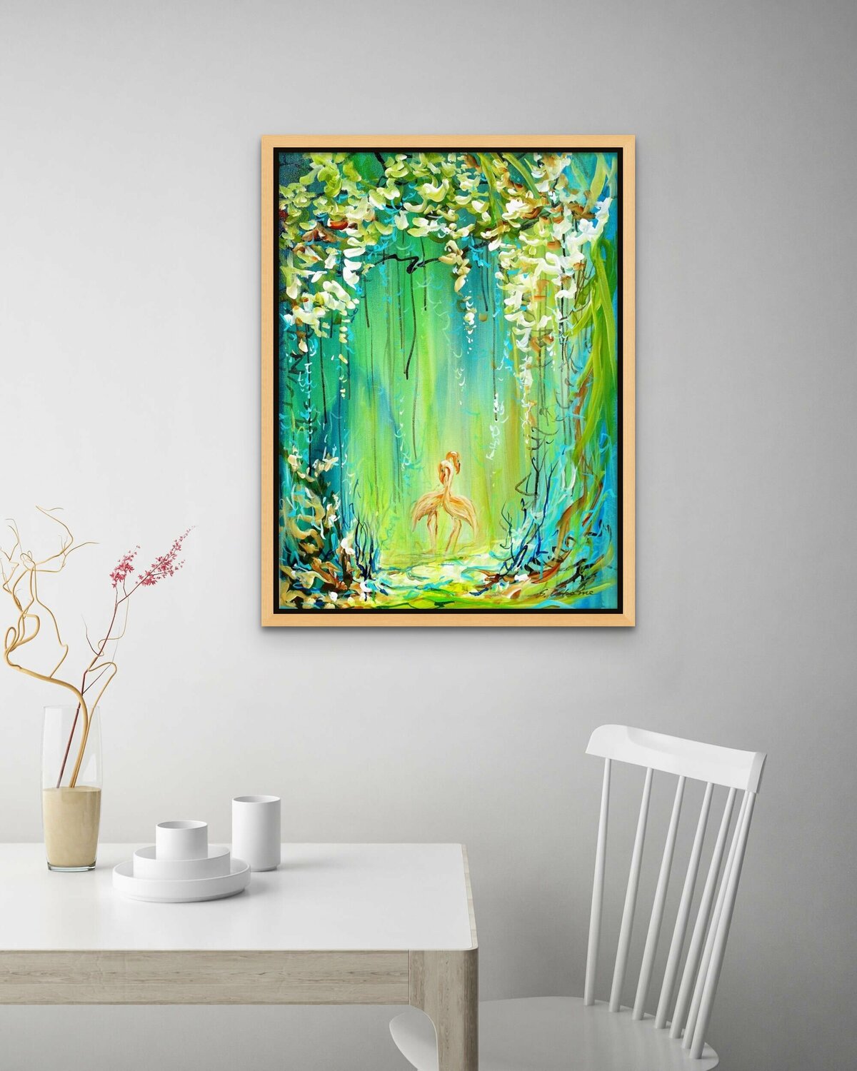 M. Marten, Lights in the Pond　公園　風景画 Framed Watercolour Painting by M. Marten, 