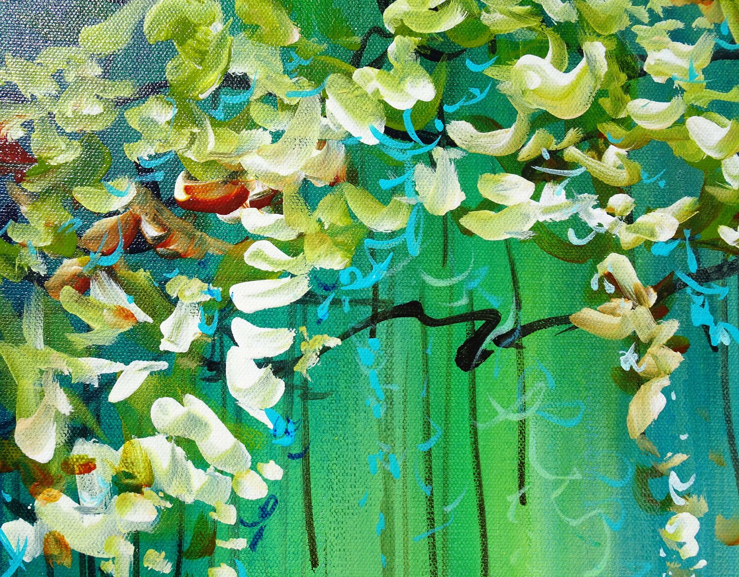 M. Marten, Lights in the Pond　公園　風景画 Framed Watercolour Painting by M. Marten, 