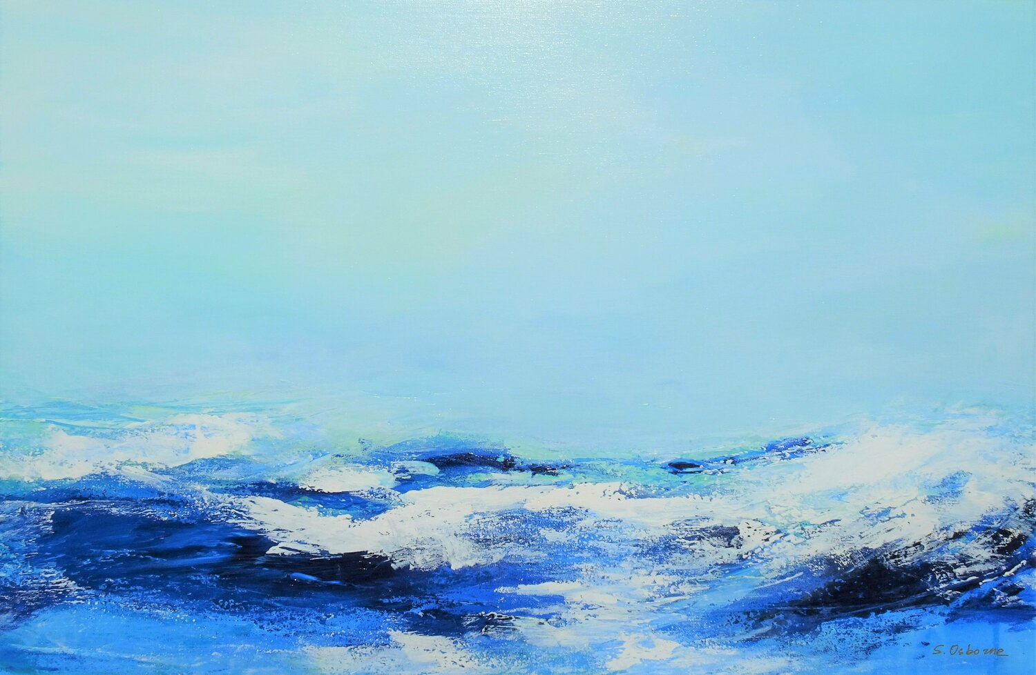 OCEAN WAVES. Abstract Seascape Acrylic Painting on Canvas. Minimalistic