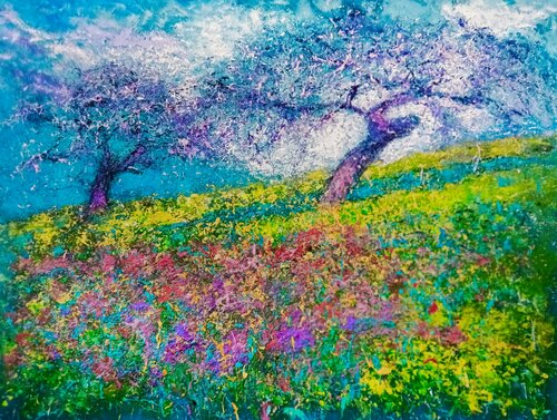 DECORATED MEADOW by Andrés Rueda, Painting for Sale on Singulart