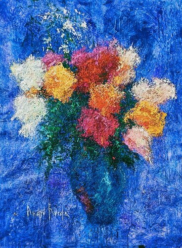 YVES SAINT LAURENT-MAJORELLE ROSES van Andrés Rueda, Schilderij te koop op Singulart