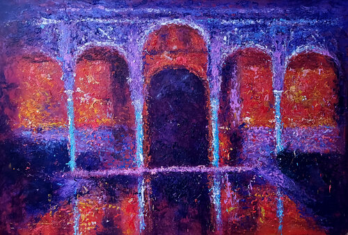 NOCHE EN LA ALHAMBRA- PATIO DE ARRAYANES van Andrés Rueda, Schilderij te koop op Singulart