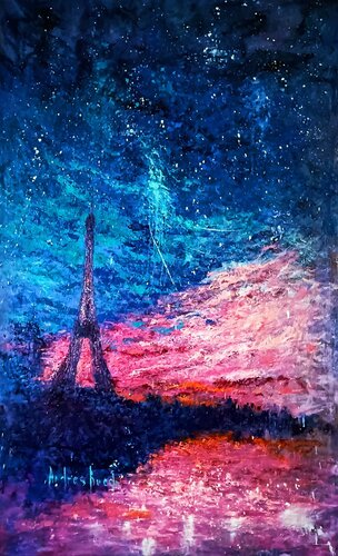 PINK HOLIDAYS IN PARIS von Andrés Rueda, Malerei kaufen auf Singulart
