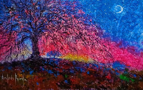 BETWEEN THE MOON AND SPRING di Andrés Rueda, Pittura in vendita su Singulart