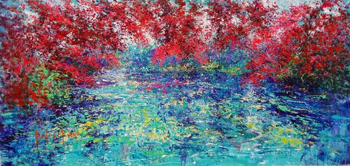 PINK RAIN ON THE LAKE van Andrés Rueda, Schilderij te koop op Singulart