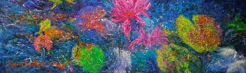 THE SMALL POND OF WATER LILIES van Andrés Rueda, Schilderij te koop op Singulart