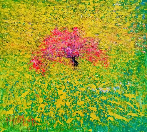 PINK ON YELLOW de Andrés Rueda, Pintura a la venta en Singulart