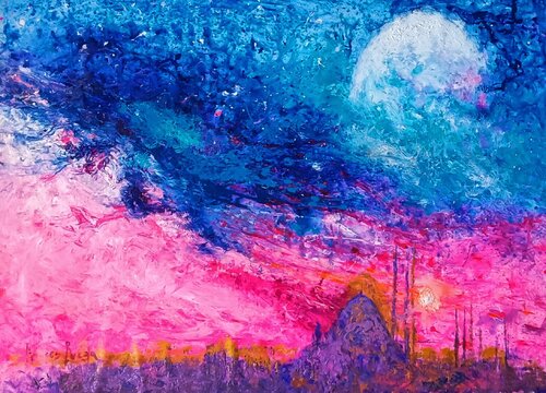 ISTAMBUL DISSOLVES INTO ITS SKY by Andrés Rueda, 회화 for Sale on Singulart