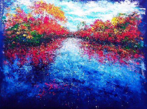 THE REFLECTION OF THE LEAVES by Andrés Rueda, Painting for Sale on Singulart