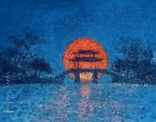SUNSET IN WEST PARK- CHINA de Andrés Rueda, Pintura a la venta en Singulart